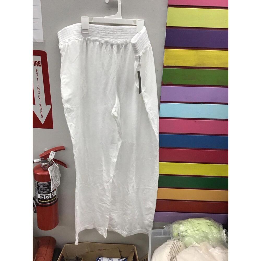 Anybody slub kni Jersey and gauze wide leg pants X-Large white new qvc
